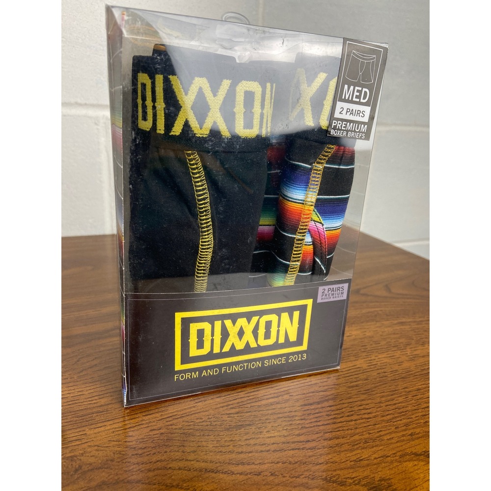 DIXXON Premium Boxer Briefs 2-Pack Novelty Underwear Medium Rainbow/Black